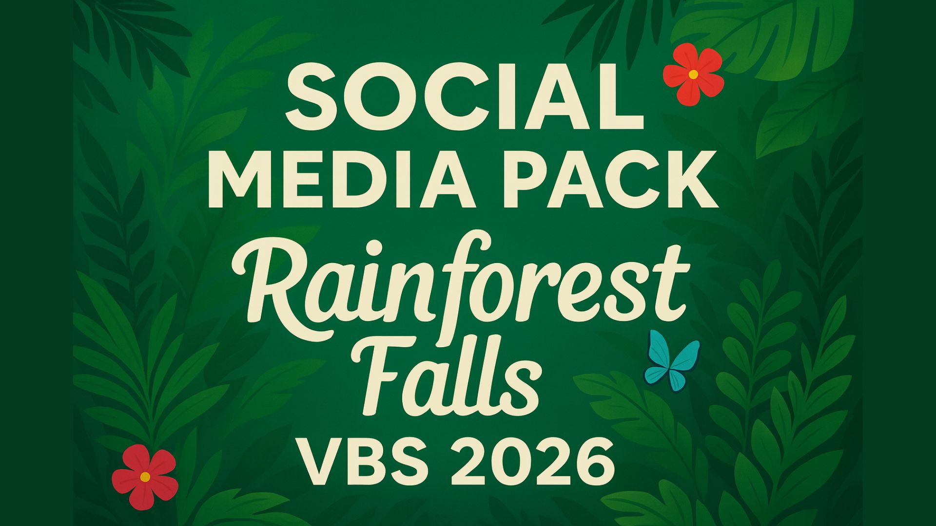 Rainforest Falls VBS 2026 Social Media Pack – 11 Promo Graphics for Churches
