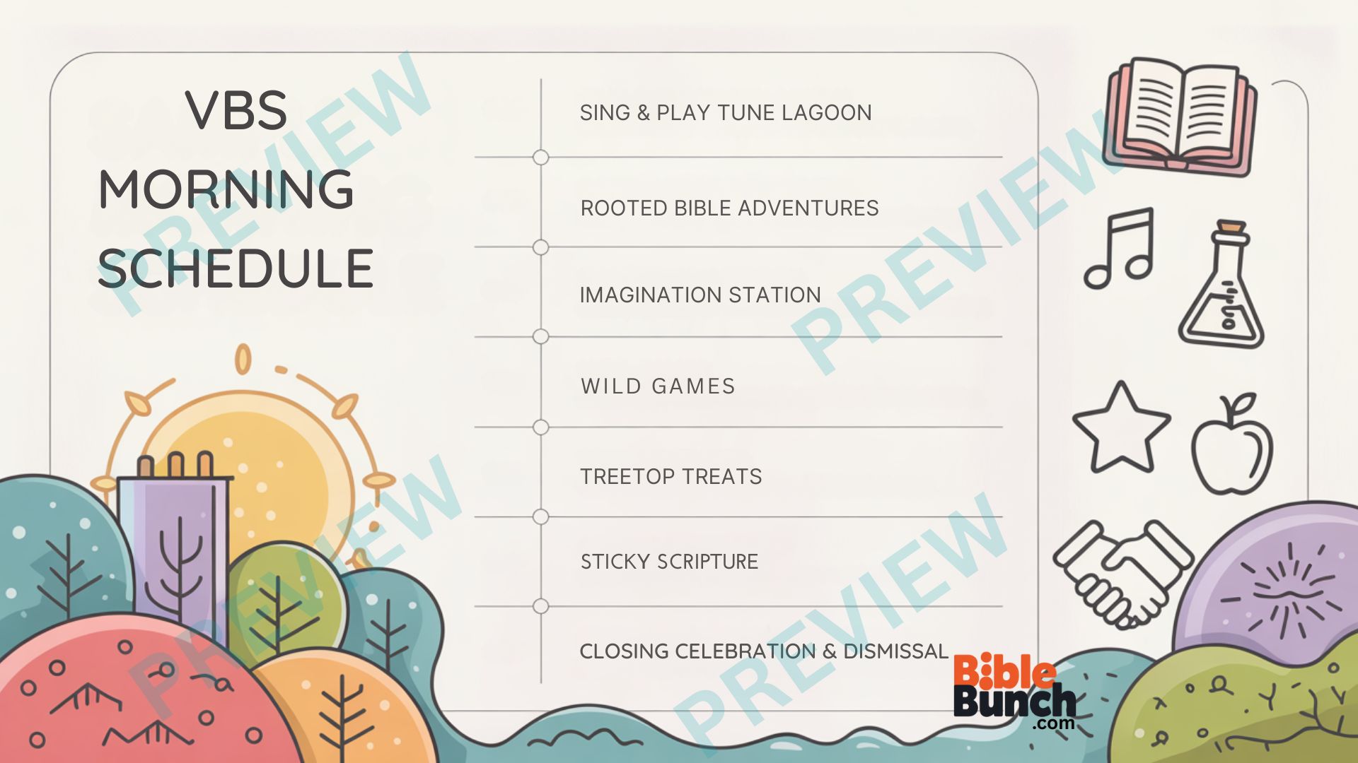 VBS Morning Schedule Printable | Vacation Bible School Daily Rotation Chart - Image 2