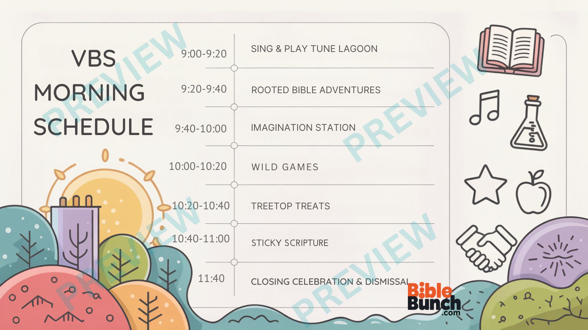 VBS Morning Schedule Printable | Vacation Bible School Daily Rotation Chart