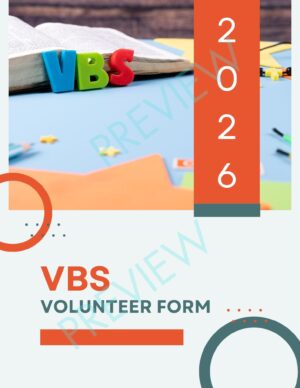 Printable VBS Volunteer Form | Vacation Bible School Signup PDF