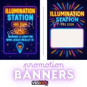 Illumination Station VBS 2026 Promotion Banners – Neon Theme Digital Downloads
