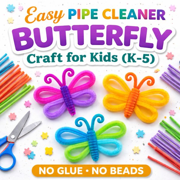Easy Pipe Cleaner Butterfly Craft for Kids (K–5, No Glue or Beads ...