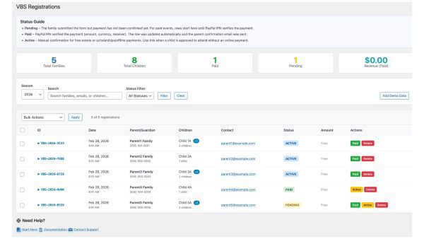 VBS Online Registration Pro WordPress Plugin – BibleBunch - VBS ...