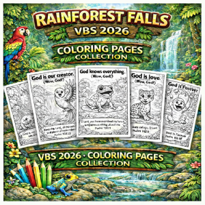 Rainforest Falls VBS 2026 Coloring Pages | Instant PDF Download