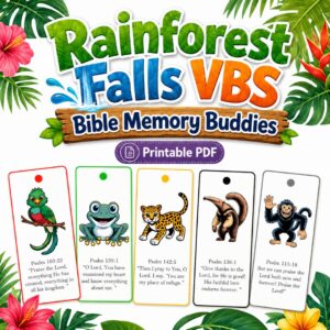 Rainforest Falls VBS Bible Memory Buddies Printable PDF