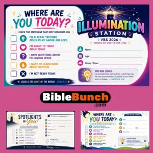 Illumination Station VBS 2026 Response Cards Bundle | Spotlight’s On You Church Printables
