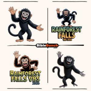 Rainforest Falls VBS 2026 Monkey PNG SVG JPG Bundle